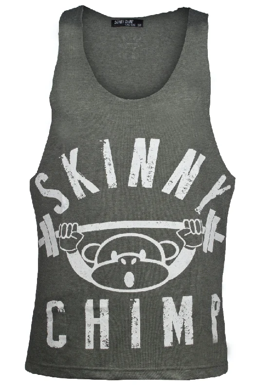 Classic Raw Cut Gym Vest -  Khaki White