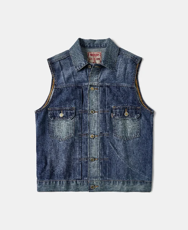 Heavyweight Motorcycle Embroidered Denim Vest