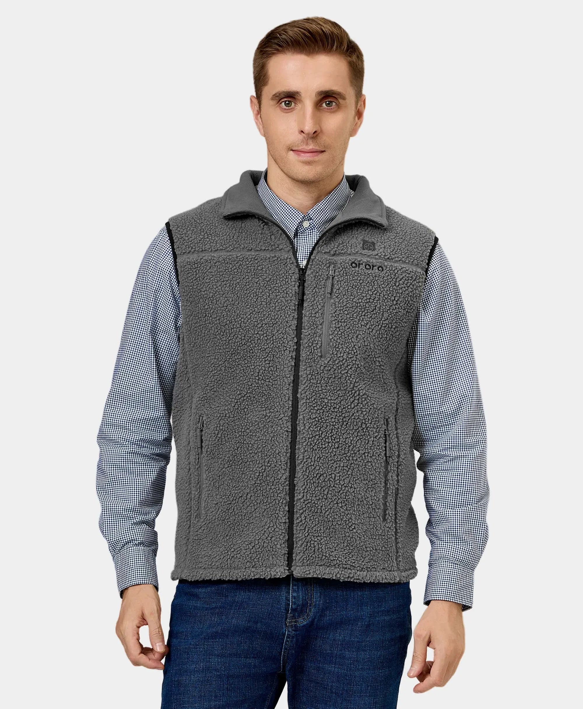 Men's Heated Recycled Fleece Vest - Gray