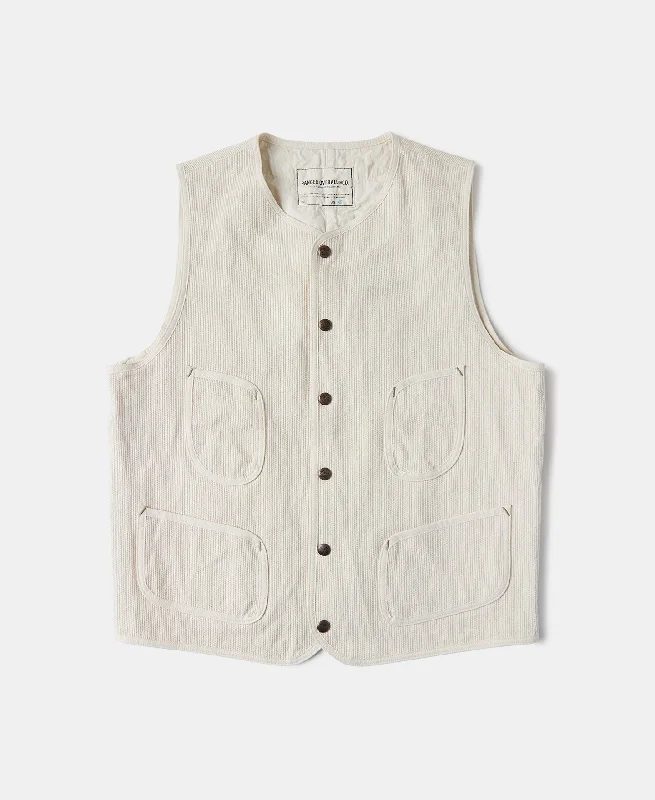 Round Neck Sashiko Jacquard Work Vest