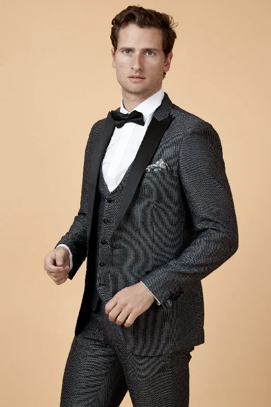 SPENCER - Charcoal Grey Tux Lapel Blazer