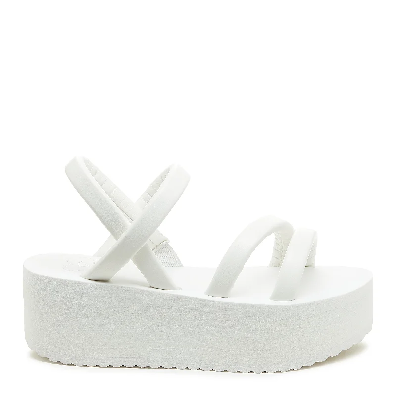 Women's Rhinestone - Embellished Open - Toe Sandals in Silver for a Glamorous Party LookHaven White Platform Sandals