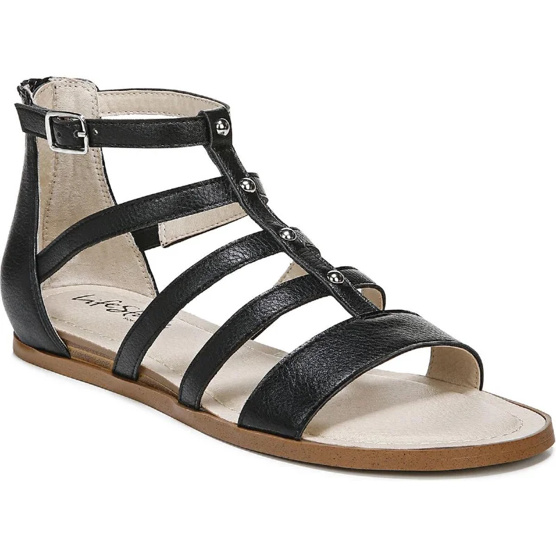 Shock - Absorbing Women's Sandals with a Soft Insole in Black for Active LifestylesLifeStride Womens Rally Faux Leather Ankle Strap Huarache Sandals Shock - Absorbing Women's Sandals with a Soft Insole in Black for Active LifestylesLifeStride Womens Rally Faux Leather Ankle Strap Huarache Sandals