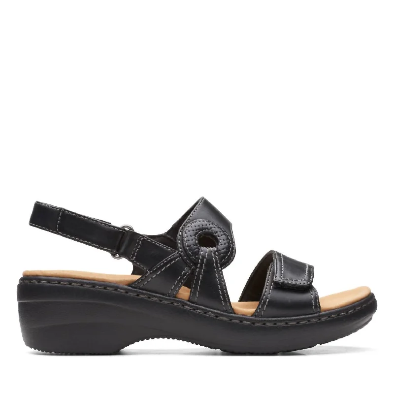 Women's Flat Slide Sandals with a Memory Foam Insole in White for All - Day ComfortMerliah Sandal In Opal Black Leather Women's Flat Slide Sandals with a Memory Foam Insole in White for All - Day ComfortMerliah Sandal In Opal Black Leather