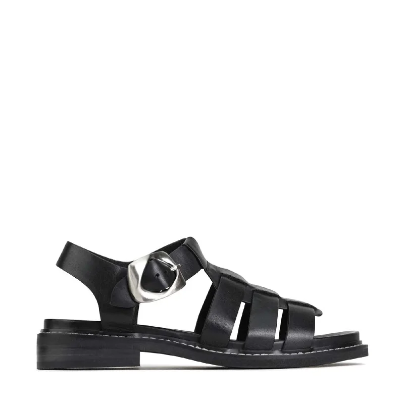 Shock - Absorbing Women's Sandals with a Soft Insole in Black for Active LifestylesORNAMENT SANDALS LEATHER Shock - Absorbing Women's Sandals with a Soft Insole in Black for Active LifestylesORNAMENT SANDALS LEATHER