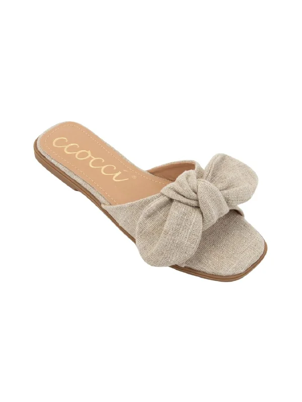 Sustainable Women's Recycled Material Sandals in Beige for Eco - Conscious ShoppersWomen Knotted Bow Sandal In Natural Silver Sustainable Women's Recycled Material Sandals in Beige for Eco - Conscious ShoppersWomen Knotted Bow Sandal In Natural Silver