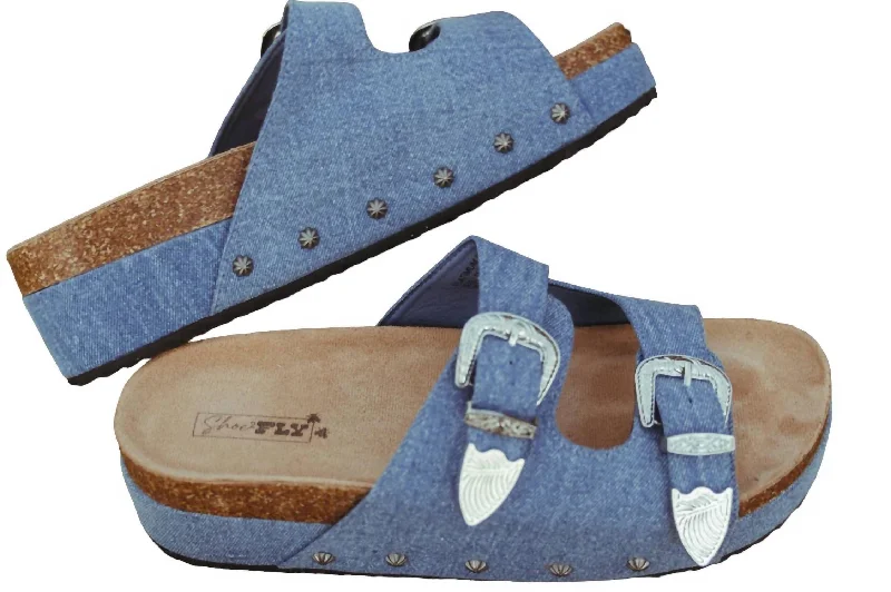 Elastic - Strap Women's Sandals with a Padded Toe in Teal for Easy On - and - OffWomen's Platinum Buckle Wedge Sandal In Denim Elastic - Strap Women's Sandals with a Padded Toe in Teal for Easy On - and - OffWomen's Platinum Buckle Wedge Sandal In Denim