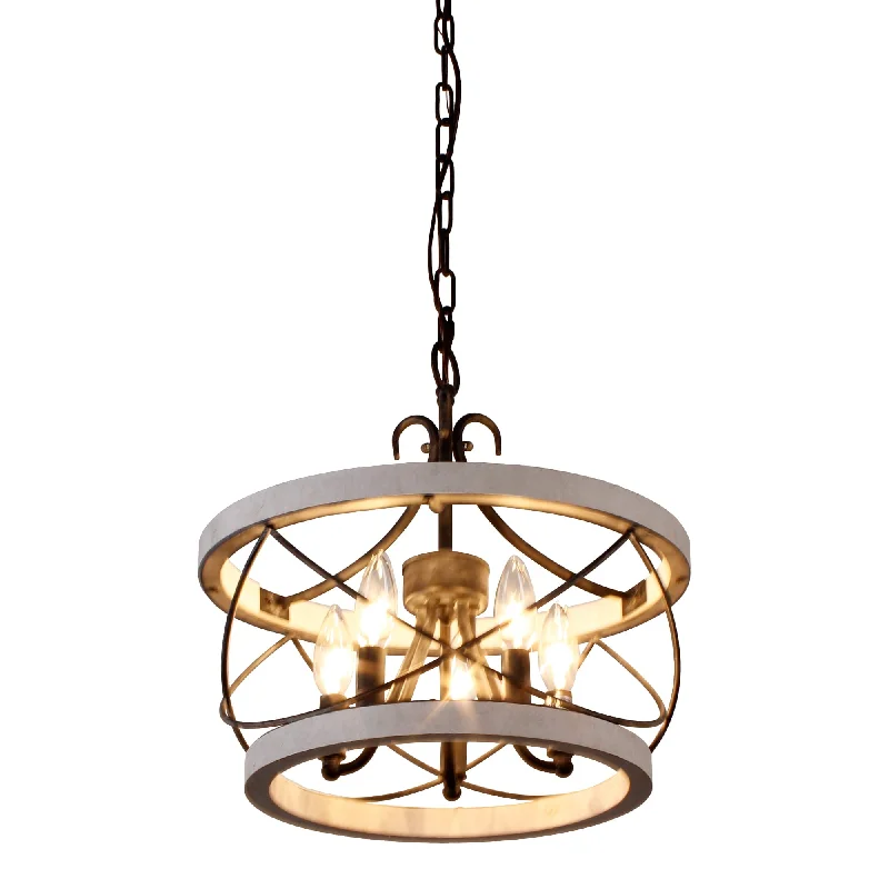 Chandeliers with Metal Frames in Copper FinishBella Depot 5-Light Rustic Cage Wood Chandelier Dimmable Lighting, Adjustable Farmhouse Pendant Light for Kitchen Island