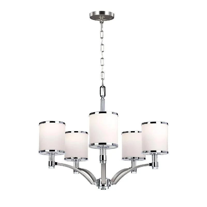 Feiss Prospect Park 5 Light Chandelier - Nickel & Chrome