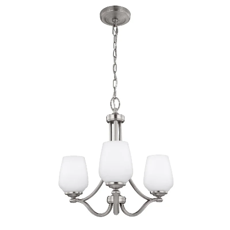 Feiss Vintner 3 Light Chandelier Ceiling Light - Satin Nickel