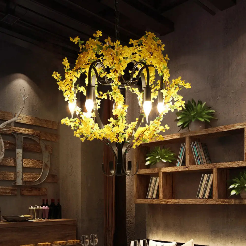 Chandeliers with Clear Crystal for a Sparkling EffectChandeliers with Clear Crystal for a Sparkling EffectIndustrial Yellow Metal Chandelier Light - 5 Heads Lantern Ceiling Pendant with Flower Decoration Chandeliers with Clear Crystal for a Sparkling EffectChandeliers with Clear Crystal for a Sparkling EffectIndustrial Yellow Metal Chandelier Light - 5 Heads Lantern Ceiling Pendant with Flower Decoration