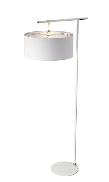 Wood Floor Lamp with Natural Grain for a Warm and Organic FeelClimping White and Polished Nickel Floor Lamp - ID 7672 Wood Floor Lamp with Natural Grain for a Warm and Organic FeelClimping White and Polished Nickel Floor Lamp - ID 7672