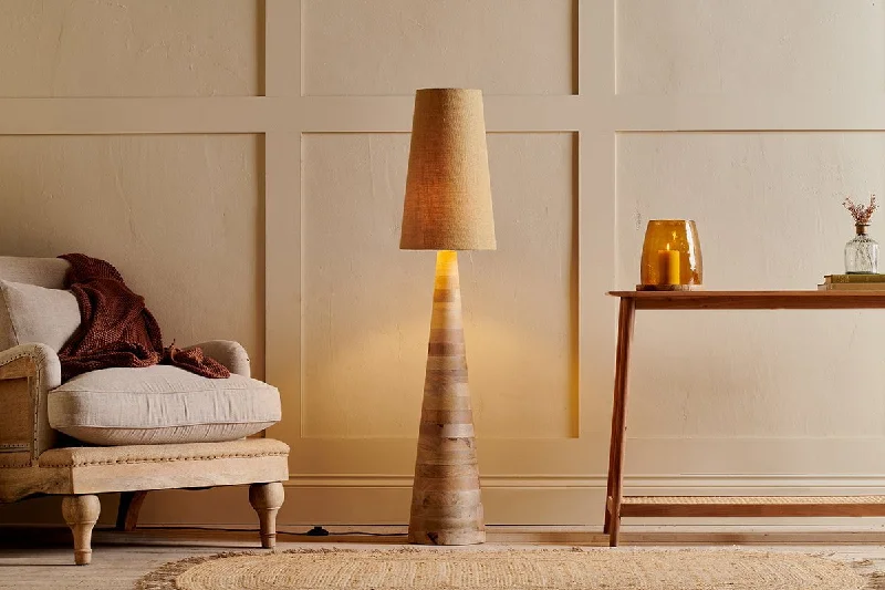 Glass Floor Lamp with Frosted Shades for Soft Diffused LightChameli Tapered Mango Wood Floor Lamp Glass Floor Lamp with Frosted Shades for Soft Diffused LightChameli Tapered Mango Wood Floor Lamp