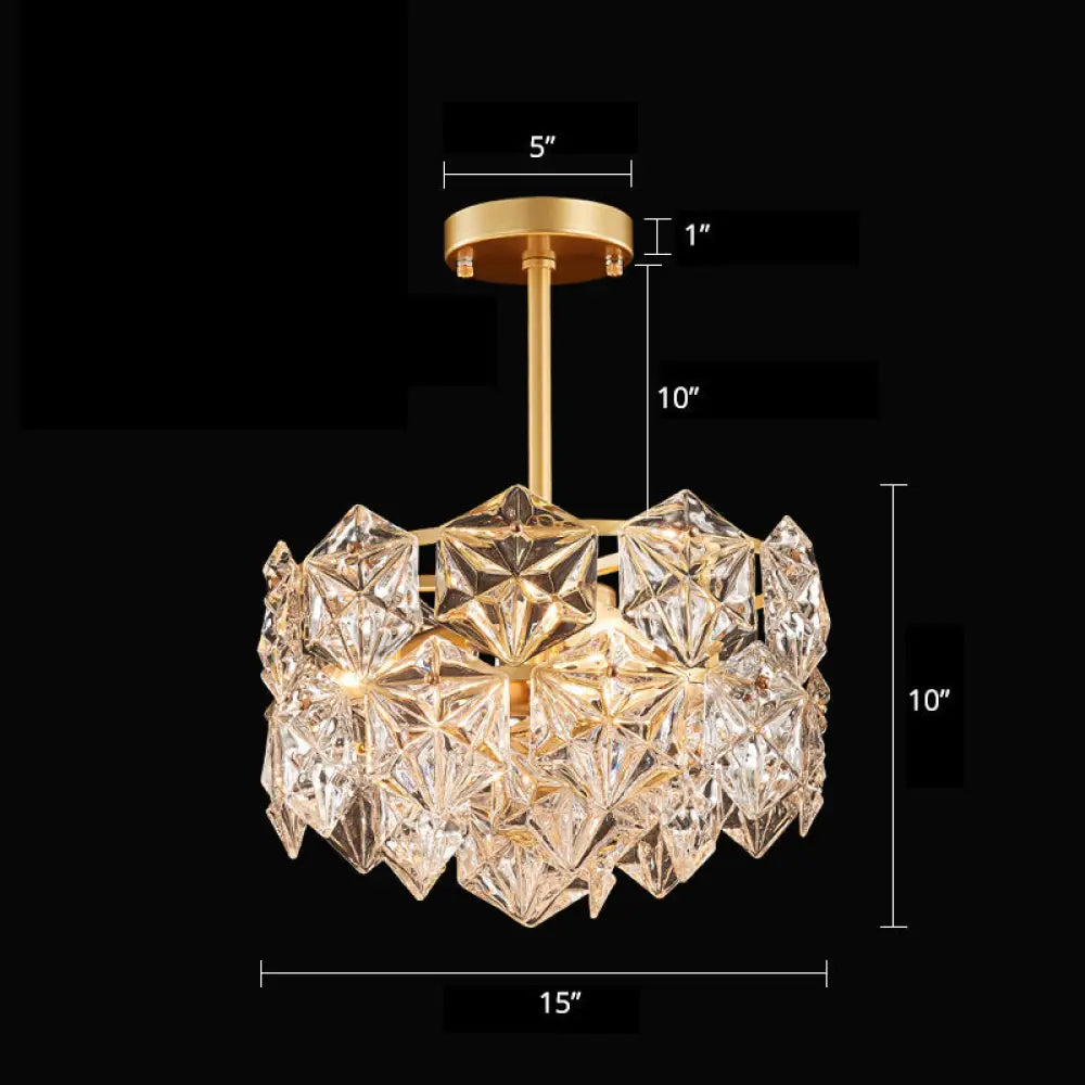 Chandeliers with Murano Glass for a High - End Artistic TouchChandeliers with Murano Glass for a High - End Artistic TouchMinimalistic Gold Pendant Ceiling Light with Crystal Hexagons for Living Room