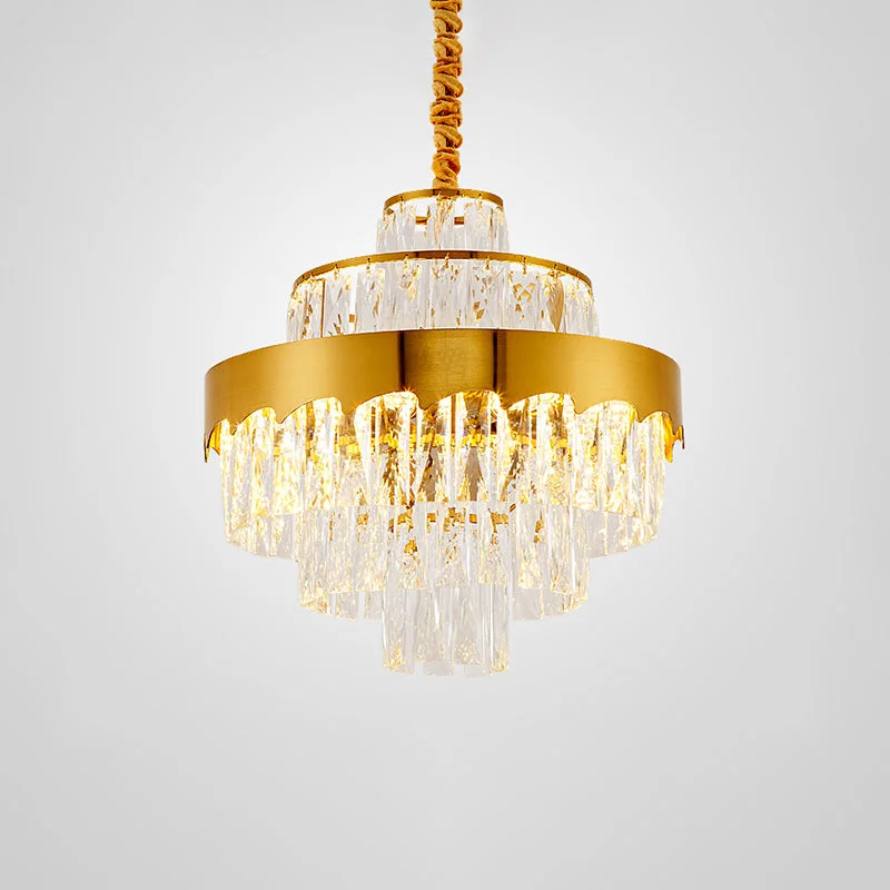 Chandeliers for High Ceilings to Fill Vertical SpaceChandeliers for High Ceilings to Fill Vertical SpaceGolden Rectangle Crystal Chandelier: Postmodern Suspension Light for Living Room