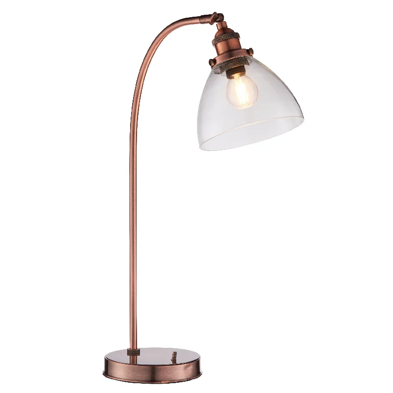 Adjustable Height Floor Lamp for Versatile Lighting NeedsHAN Aged Copper Table Lamp with Clear Glass Shade - ID 13017 Adjustable Height Floor Lamp for Versatile Lighting NeedsHAN Aged Copper Table Lamp with Clear Glass Shade - ID 13017