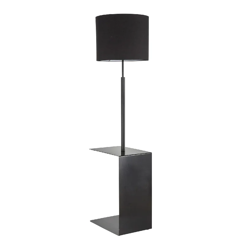 Adjustable Height Floor Lamp for Versatile Lighting NeedsGamma Contemporary Floor Lamp in Black Metal and Black Linen Shade with Black Metal Side Table by LumiSource Adjustable Height Floor Lamp for Versatile Lighting NeedsGamma Contemporary Floor Lamp in Black Metal and Black Linen Shade with Black Metal Side Table by LumiSource