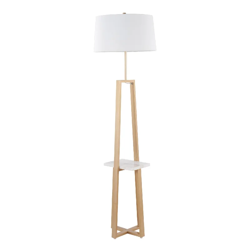 Adjustable Height Floor Lamp for Versatile Lighting NeedsCosmo Shelf Contemporary/Glam Floor Lamp in White Marble and Gold Metal with White Linen Shade by LumiSource Adjustable Height Floor Lamp for Versatile Lighting NeedsCosmo Shelf Contemporary/Glam Floor Lamp in White Marble and Gold Metal with White Linen Shade by LumiSource