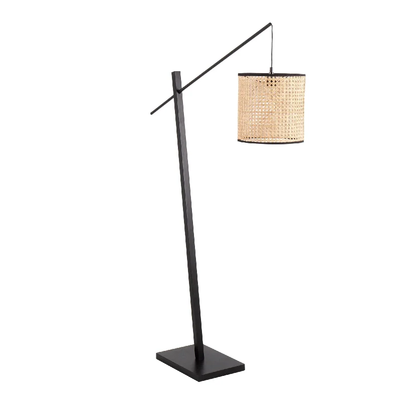 Rustic Farmhouse Style Floor Lamp for Cozy BedroomsArturo Contemporary Floor Lamp in Black Wood and Black Steel with Rattan Shade by LumiSource Rustic Farmhouse Style Floor Lamp for Cozy BedroomsArturo Contemporary Floor Lamp in Black Wood and Black Steel with Rattan Shade by LumiSource