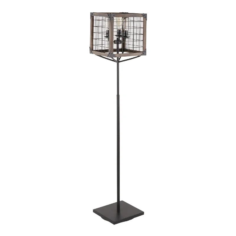 Metal Floor Lamp with a Matte Black Finish for a Sleek LookOrleans Industrial Floor Lamp in Black Metal with Wooden Wire Crate Shade by LumiSource Metal Floor Lamp with a Matte Black Finish for a Sleek LookOrleans Industrial Floor Lamp in Black Metal with Wooden Wire Crate Shade by LumiSource