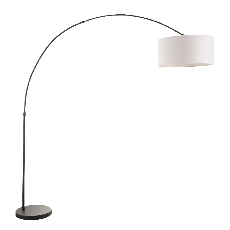 Fabric Floor Lamp with a Linen Shade for a Relaxed AestheticSalon Contemporary Floor Lamp with Black Base and White Shade by LumiSource Fabric Floor Lamp with a Linen Shade for a Relaxed AestheticSalon Contemporary Floor Lamp with Black Base and White Shade by LumiSource