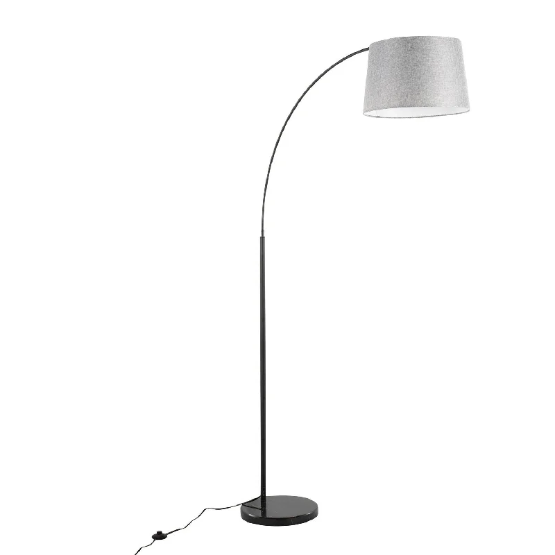 Fabric Floor Lamp with a Linen Shade for a Relaxed AestheticMarch Contemporary Floor Lamp in Black Marble and Black Metal with Grey Linen Shade by LumiSource