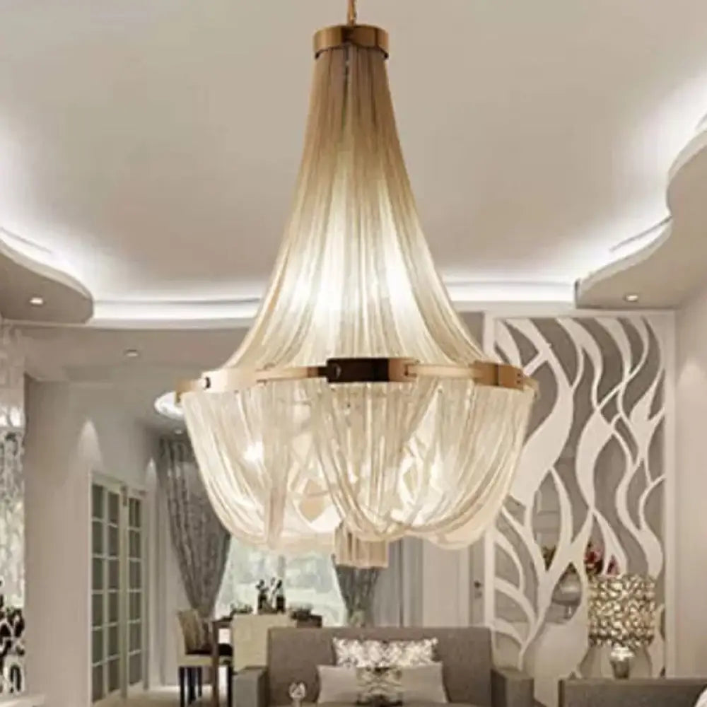 Chandeliers with Colored Glass for a Splash of ColorChandeliers with Colored Glass for a Splash of ColorModern 16-Bulb Hanging Chandelier Pendant with Aluminum Shade
