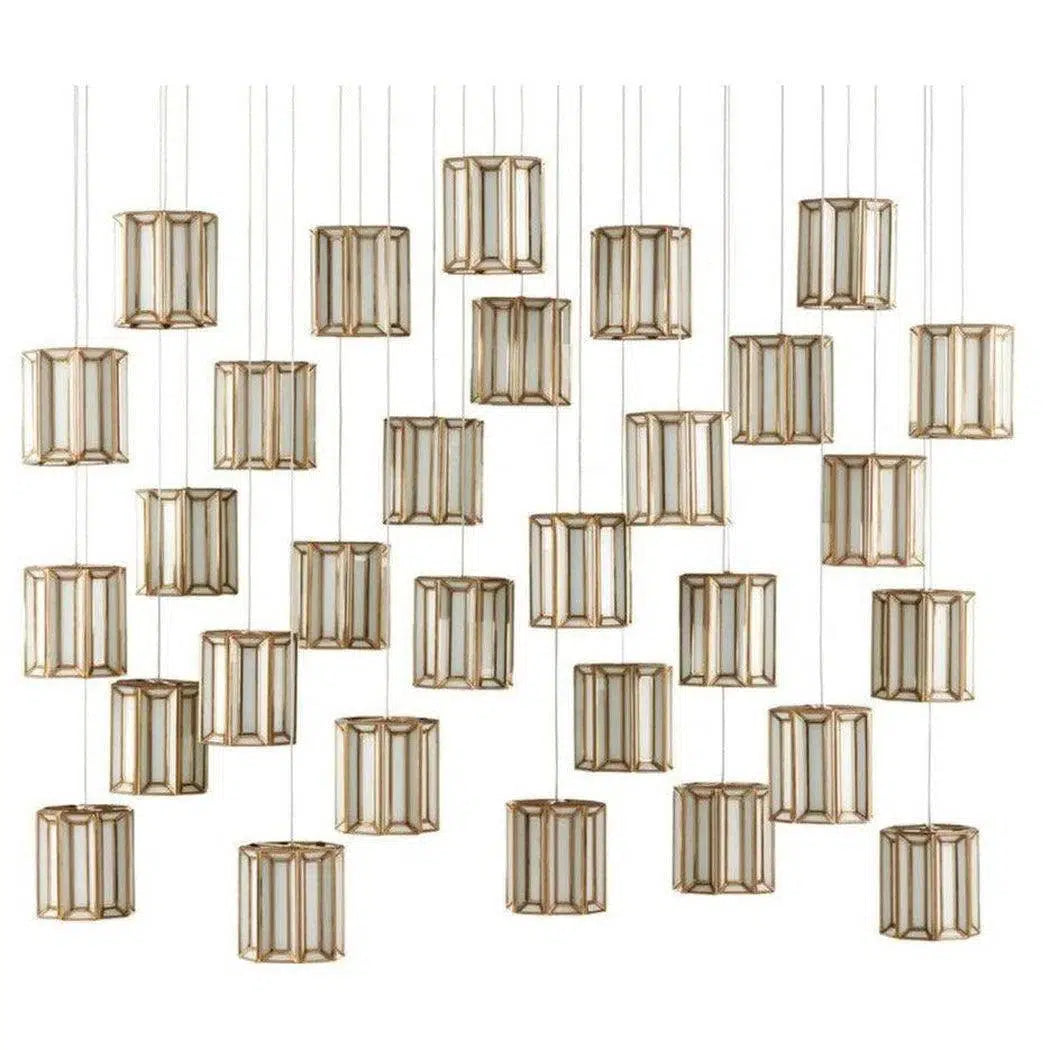 Japanese - Inspired Ceiling Lights with Shoji - Screen - like DiffusersAntique Brass Silver Daze 30-Light Multi-Drop Pendant Japanese - Inspired Ceiling Lights with Shoji - Screen - like DiffusersAntique Brass Silver Daze 30-Light Multi-Drop Pendant