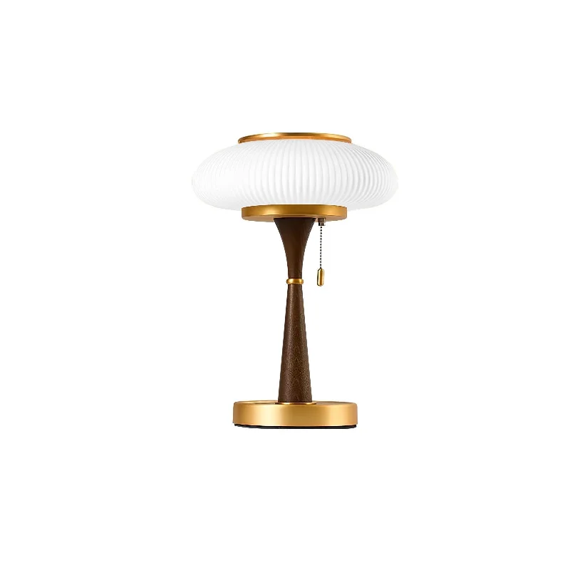 Walnut Color & Gold & White glass