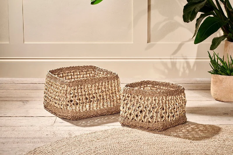 Japanese - Inspired Ceiling Lights with Shoji - Screen - like DiffusersShimla Square Seagrass And Palm Leaf Basket Japanese - Inspired Ceiling Lights with Shoji - Screen - like DiffusersShimla Square Seagrass And Palm Leaf Basket