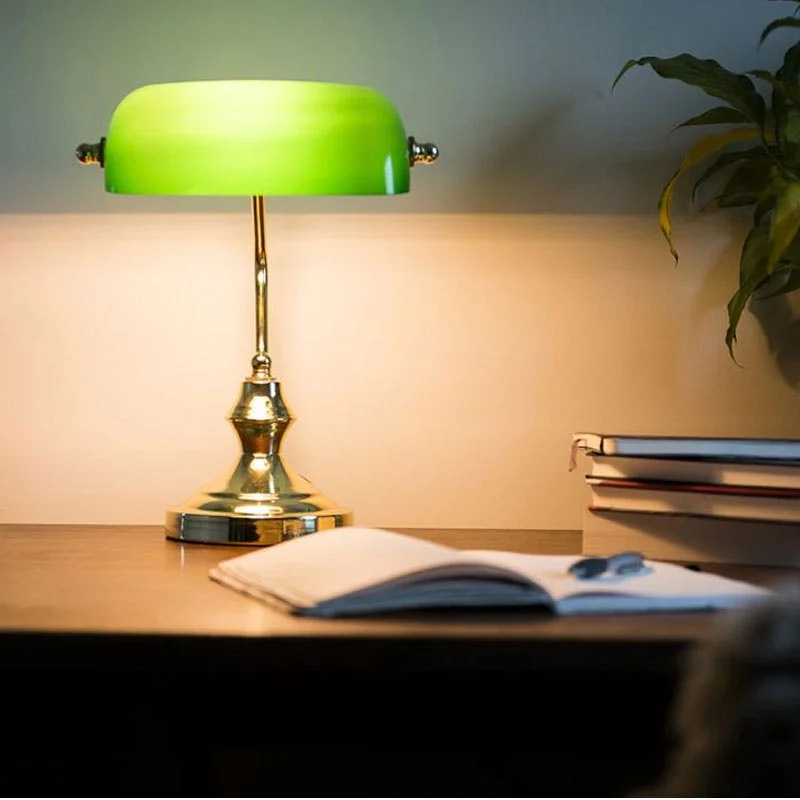 glass table lamps with a frosted surface for soft light diffusionBankers Lamp with Green Glass Shade, H35cm glass table lamps with a frosted surface for soft light diffusionBankers Lamp with Green Glass Shade, H35cm